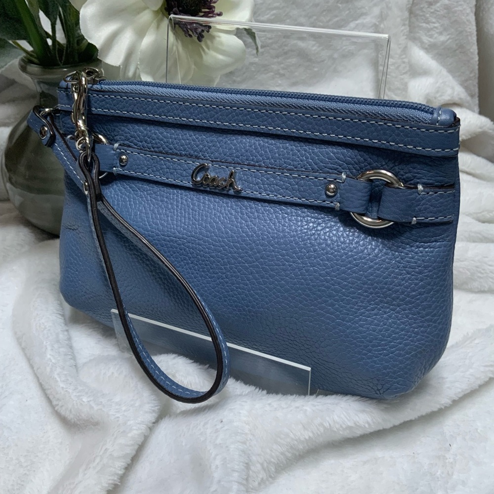 Coach Light Blue Leather Wristlet